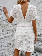 Openwork Plunge Short Sleeve Cover-up Dress (10)