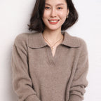 Cashmere Short Loose Polo Collar Sweater photo 2