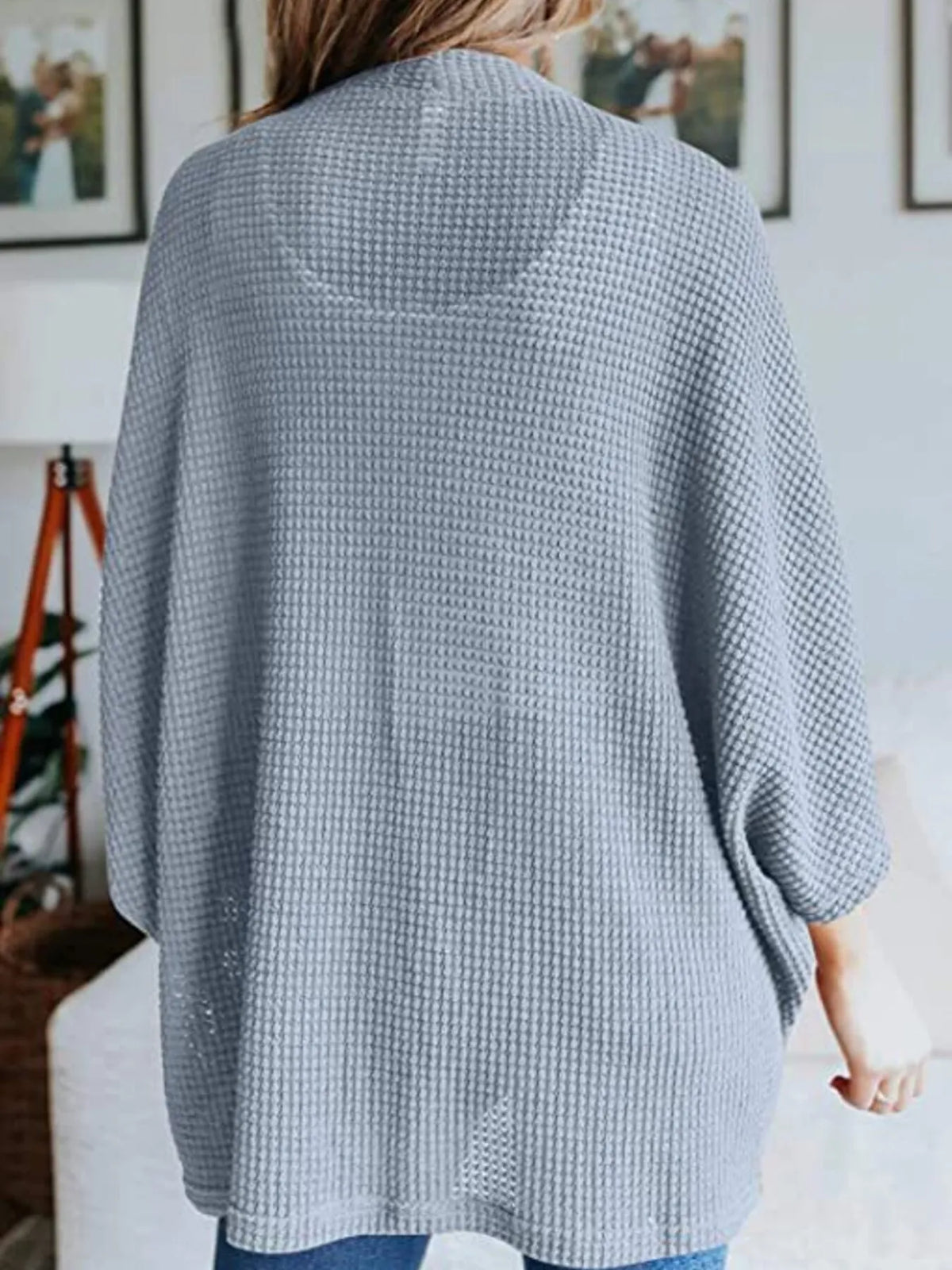 Full Size Open Front Waffle Knit Cardigan Plus (31)
