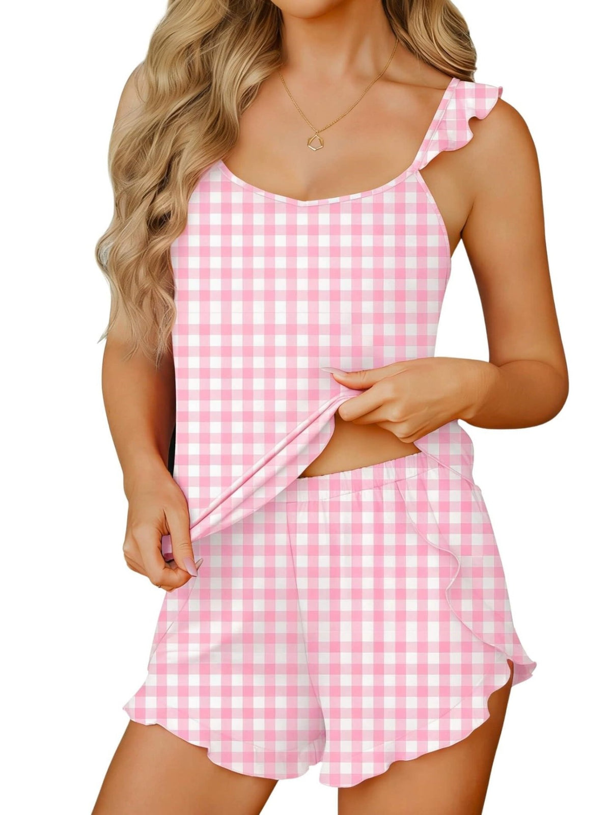 Ruffled Printed Cami Shorts Set (18)