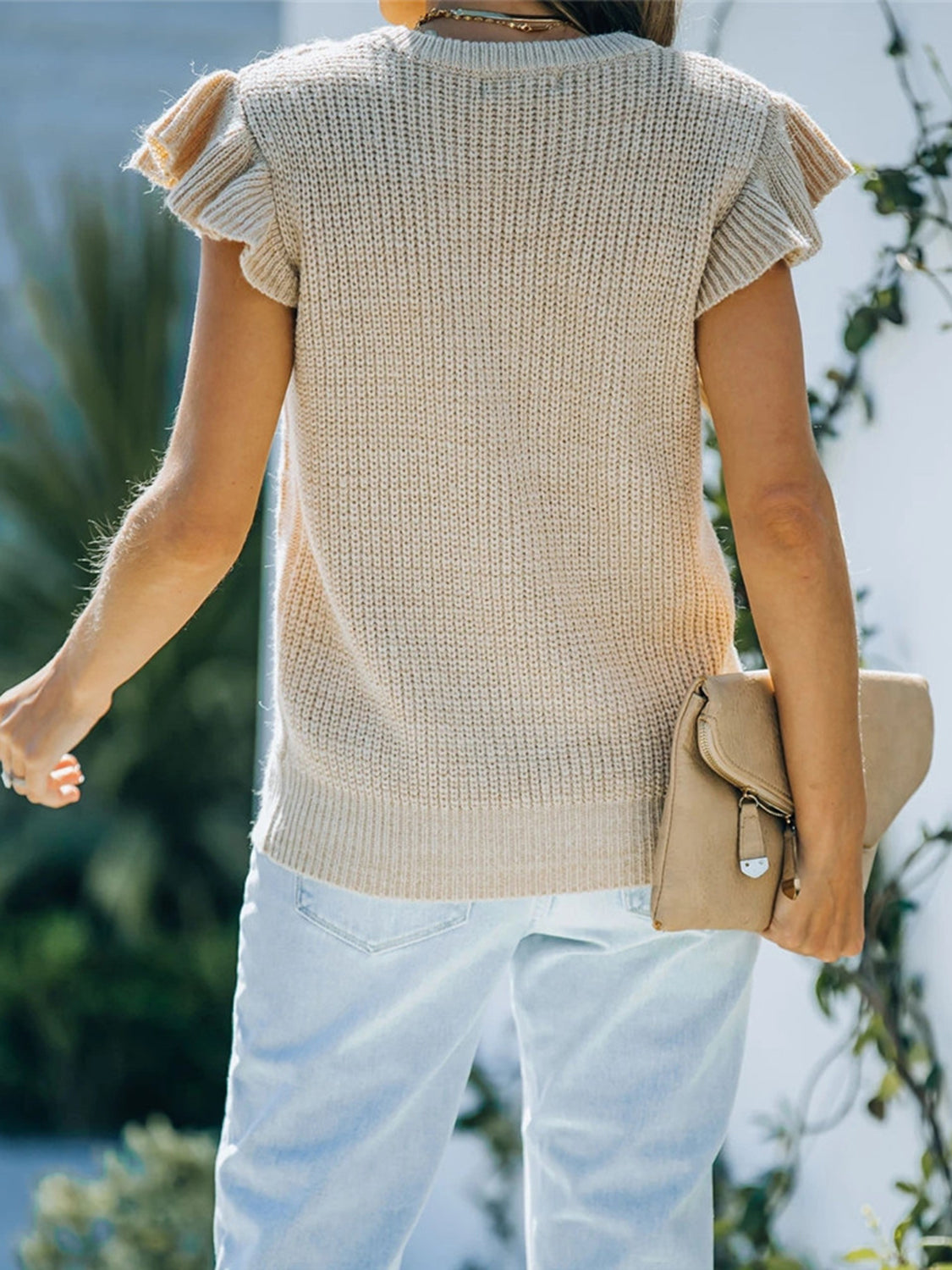 Round Neck Cap Sleeve Sweater (2)