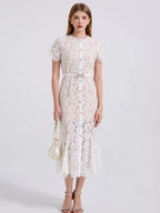 Lace Short Sleeve Mermaid Dress (19)