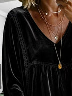 Full Size Velvet Lace Detail V-neck Blouse Plus (10)