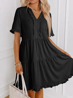 Tiered Notched Short Sleeve Mini Dress (5)