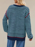 Oversized Striped Dropped Shoulder Sweater (8)