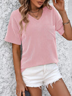 V-neck Dropped Shoulder T-shirt (10)