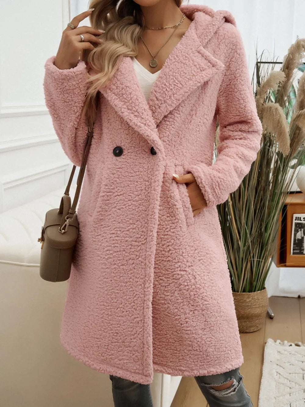 Pocketed Long Sleeve Hooded Teddy Coat (12)