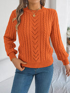 Cable-knit Round Neck Sweater (5)