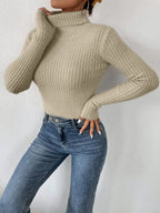 Ribbed Turtleneck Long Sleeve Sweater (7)
