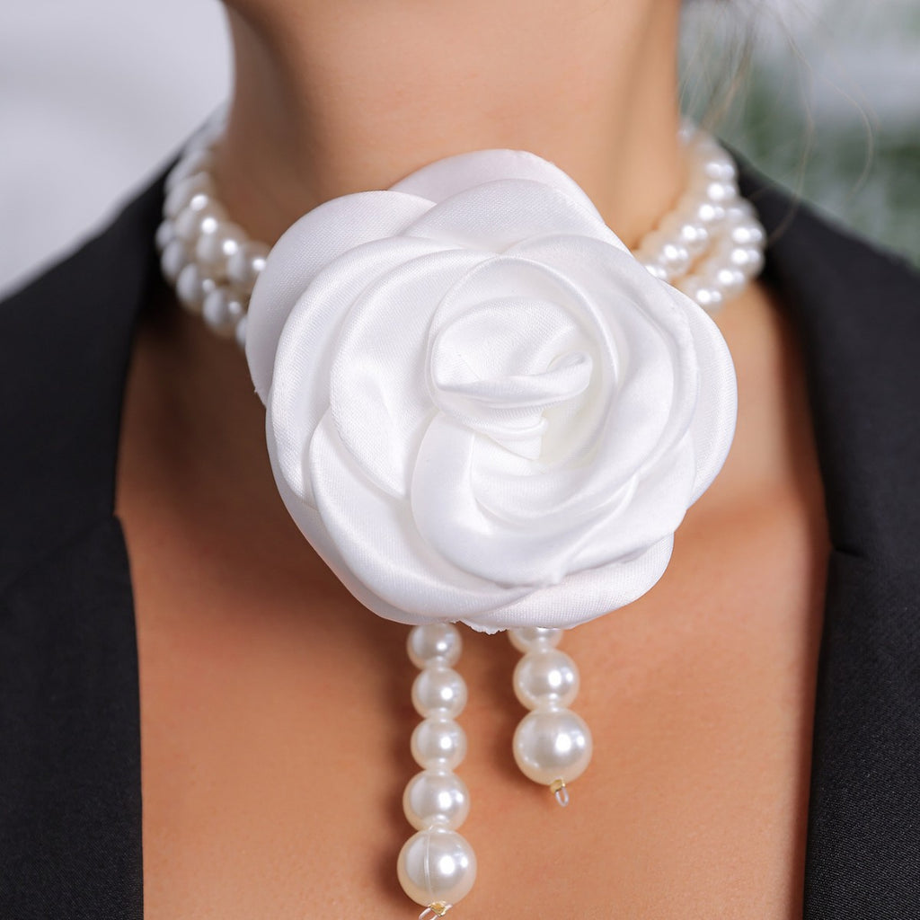 Pearl Necklace Evening Dress Accessories Flower Clavicle photo 4