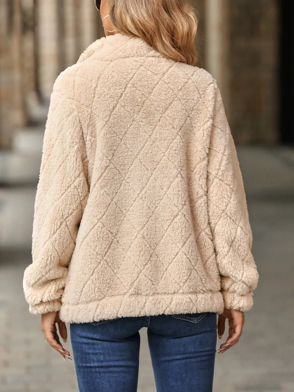 Fuzzy Pocketed Zip Up Jacket (7)
