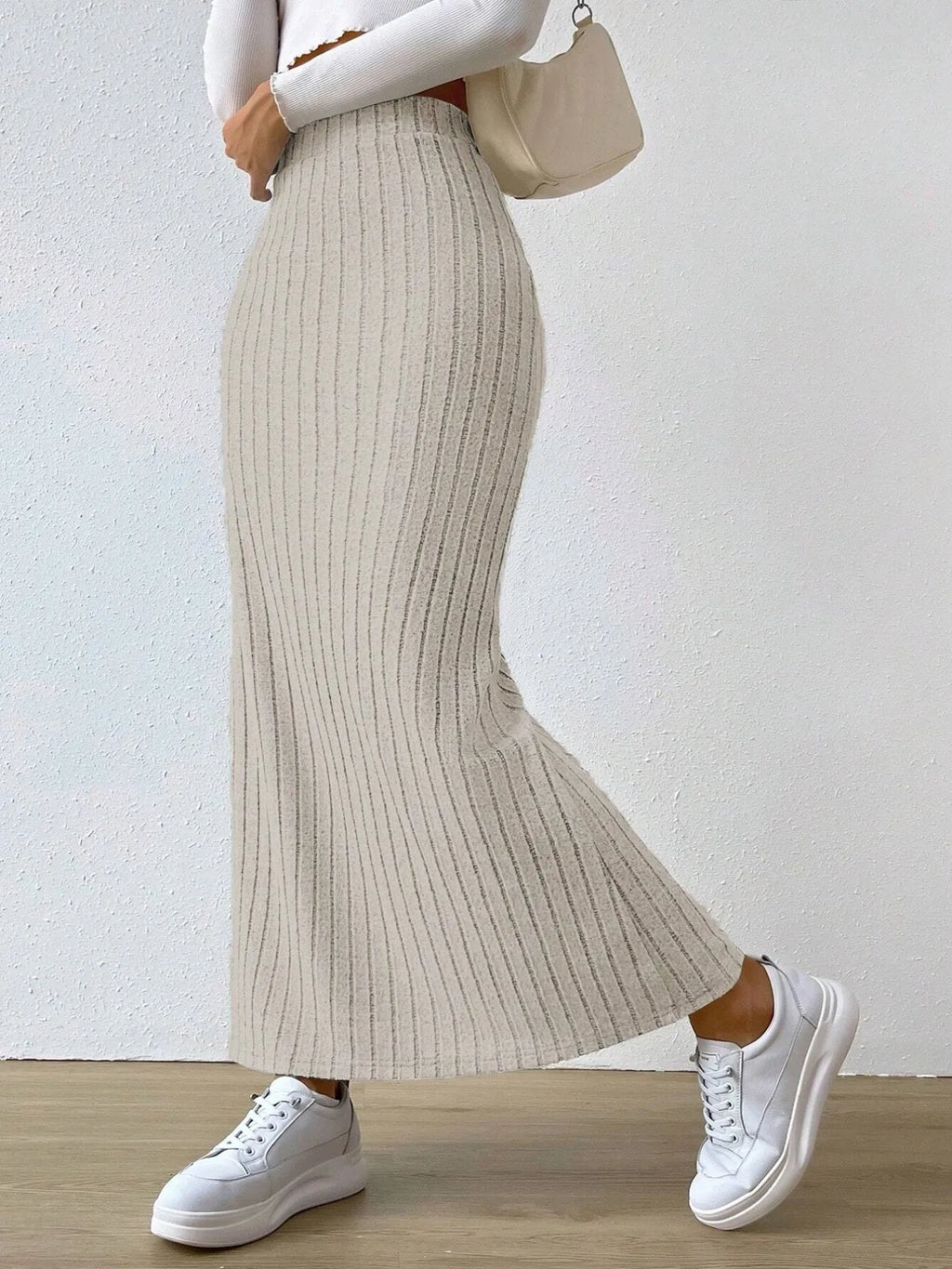 High Waist Ribbed Knit Maxi Skirt (5)