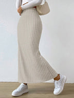 High Waist Ribbed Knit Maxi Skirt (5)