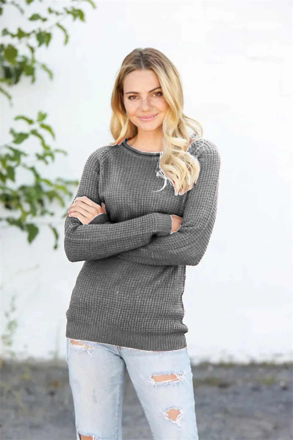 Round Neck Raglan Sleeve Sweater (7)