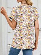 Printed Round Neck Short Sleeve Top (29)