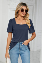 Square Neck Puff Sleeve T-shirt (16)