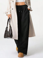 Wide Leg Corduroy Drawstring Pants (2)