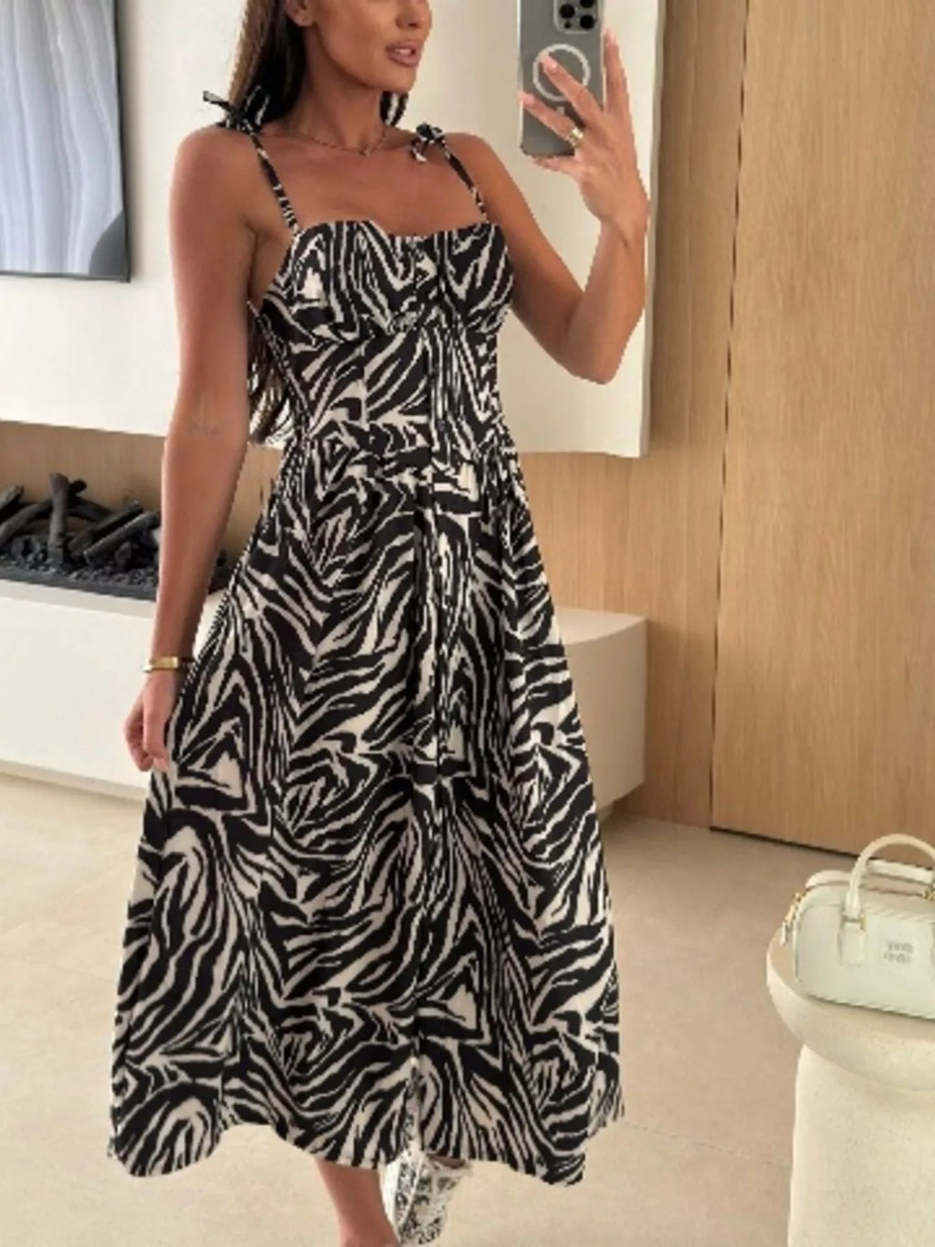 Printed Tie-strap Midi Dress (24)