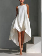 High-low Round Neck Sleeveless Dress