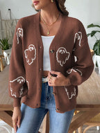 V-neck Dropped Shoulder Cardigan (3)