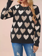 Heart Pattern Beaded Round Neck Sweater (12)