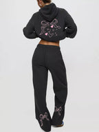 Bow Heart Dropped Shoulder Hoodie Pants Set (3)