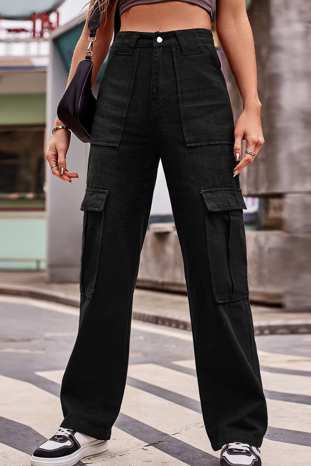 Buttoned High Waist Loose Fit Jeans (4)