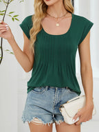 Pleated Front Scoop Neck T-shirt (5)