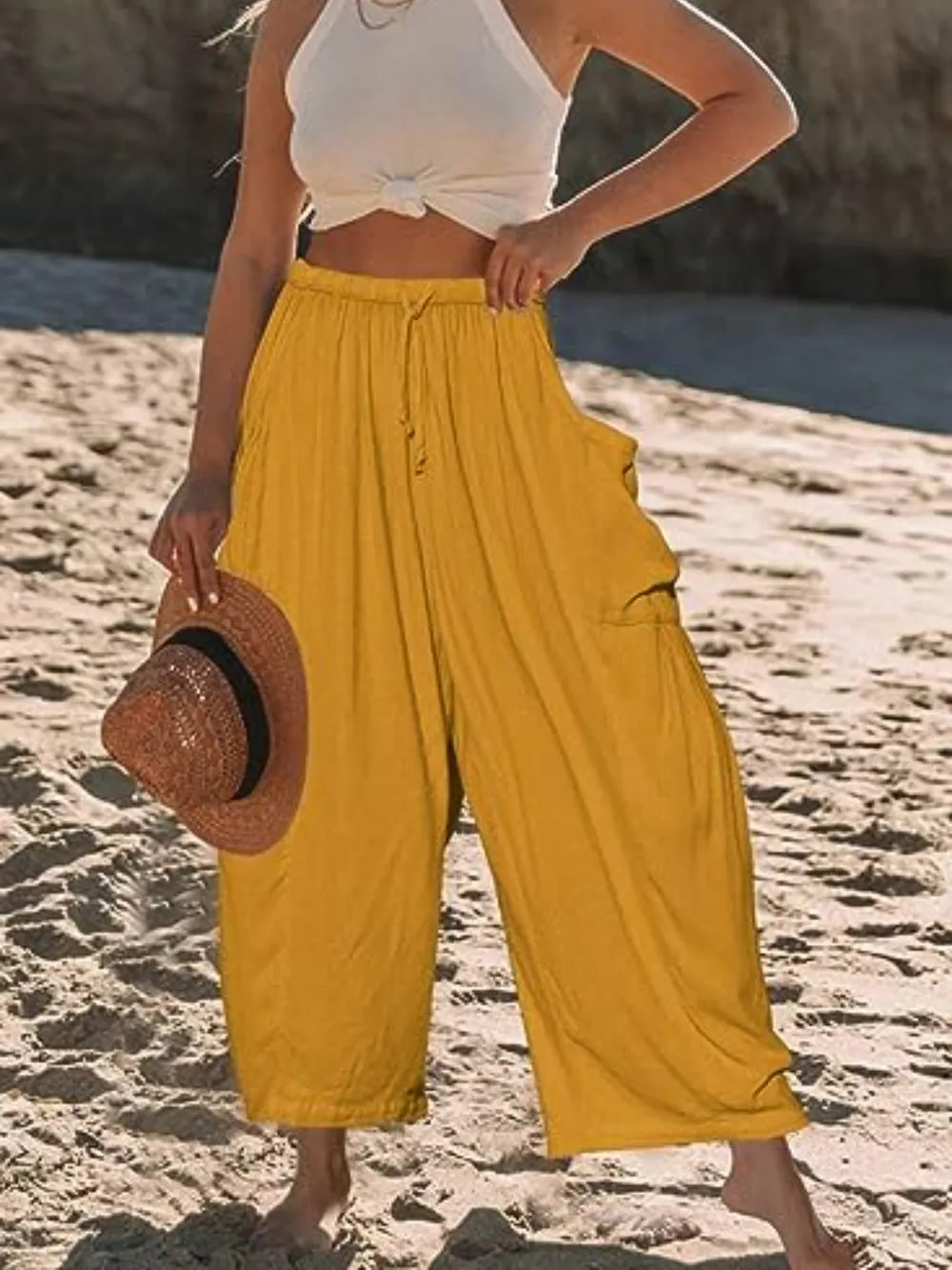 Full Size Wide Leg Pants Pockets Plus (6)