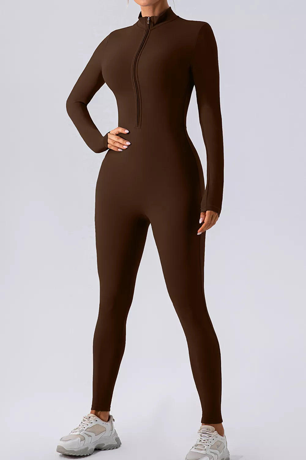 Half Zip Mock Neck Active Jumpsuit (3)