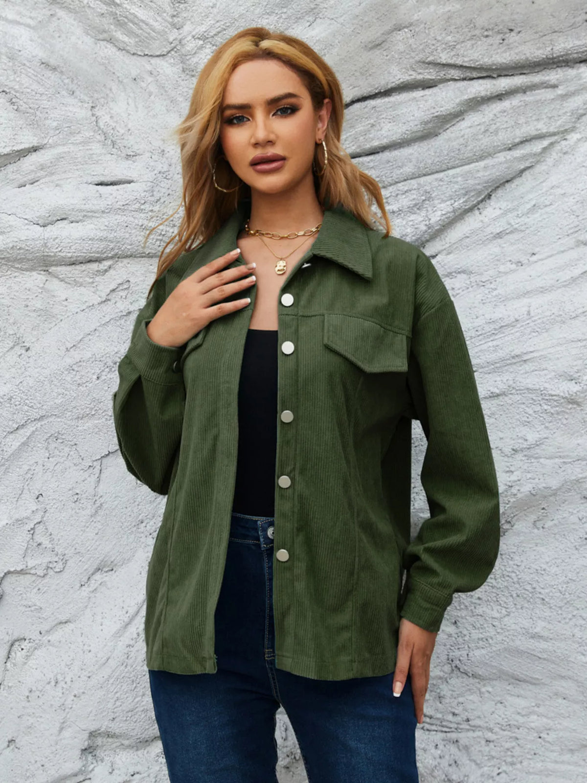 Casual Corduroy Button-down Jacket (14)