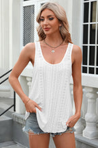 Eyelet Scoop Neck Wide Strap Tank (4)