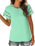 Round Neck Short Sleeve Casual T-shirt (11)