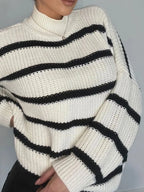 Striped Turtleneck Long Sleeve Sweater (10)