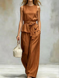 Sleeveless Top Wide-leg Pants Set