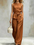 Sleeveless Top Wide-leg Pants Set