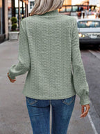 Texture Mock Neck Long Sleeve Blouse (10)
