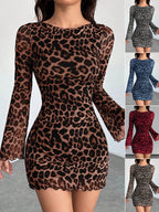 Leopard Print Round Neck Mesh Skirt photo 1