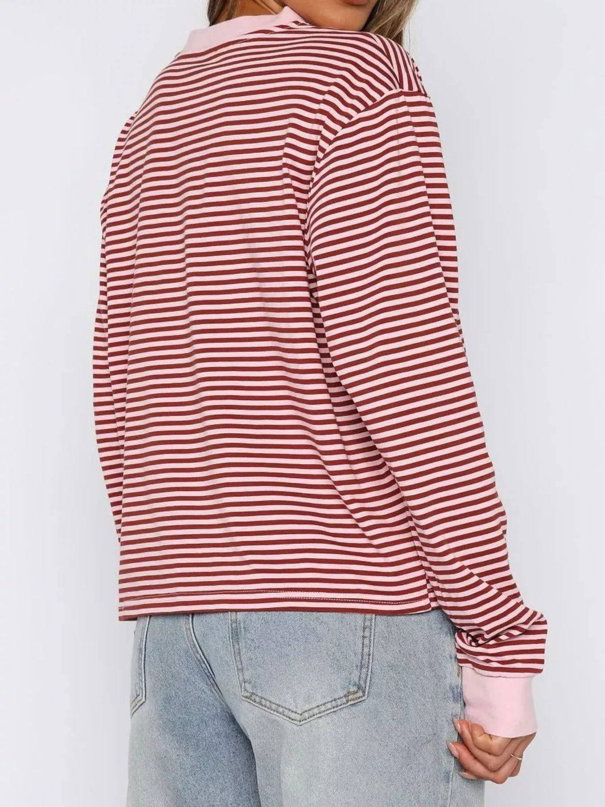 Striped Oversized Round Neck Sweatshirt (9)
