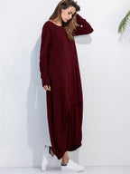 Full Size Round Neck Long Sleeve Sweatshirt Dress (8)