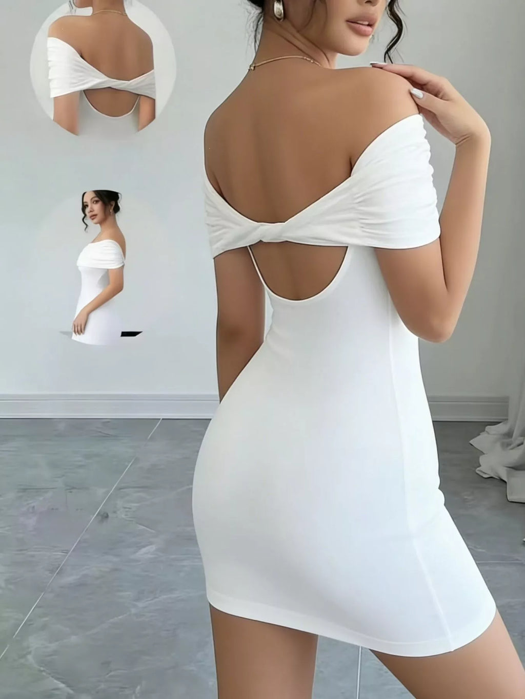 Off-shoulder Bodycon Mini Dress (2)