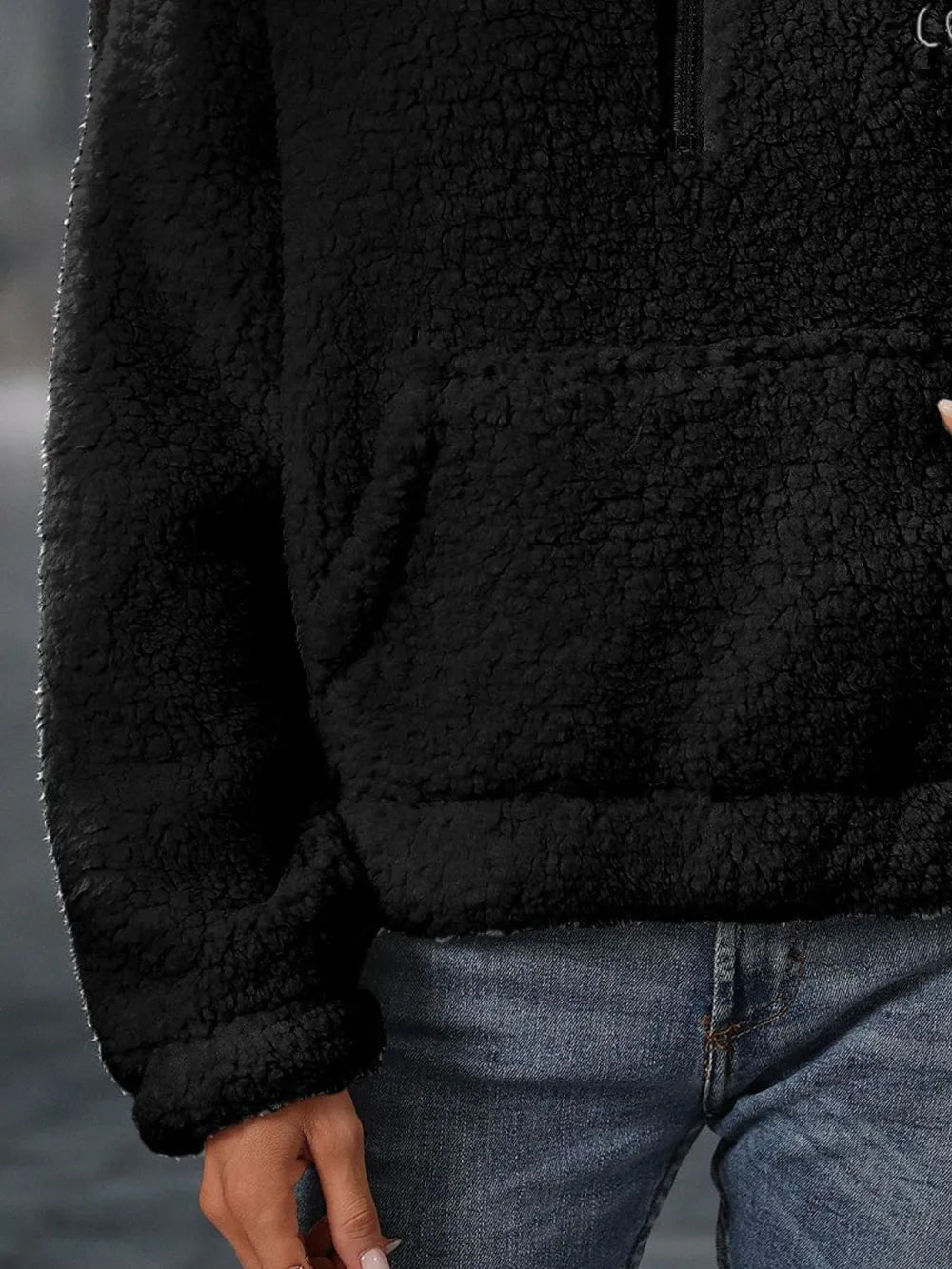 Heart Half Zip Long Sleeve Teddy Sweatshirt (10)