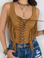 Fringe Lace-up Vest (5)
