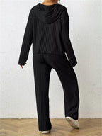 Ribbed Drawstring Hoodie Pants Set (8)