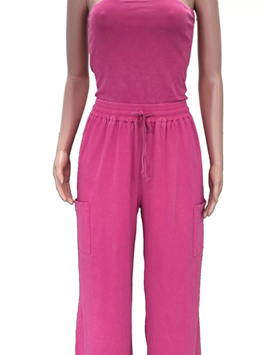 Drawstring Strapless Wide-leg Jumpsuit (3)