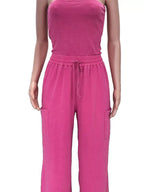 Drawstring Strapless Wide-leg Jumpsuit (3)