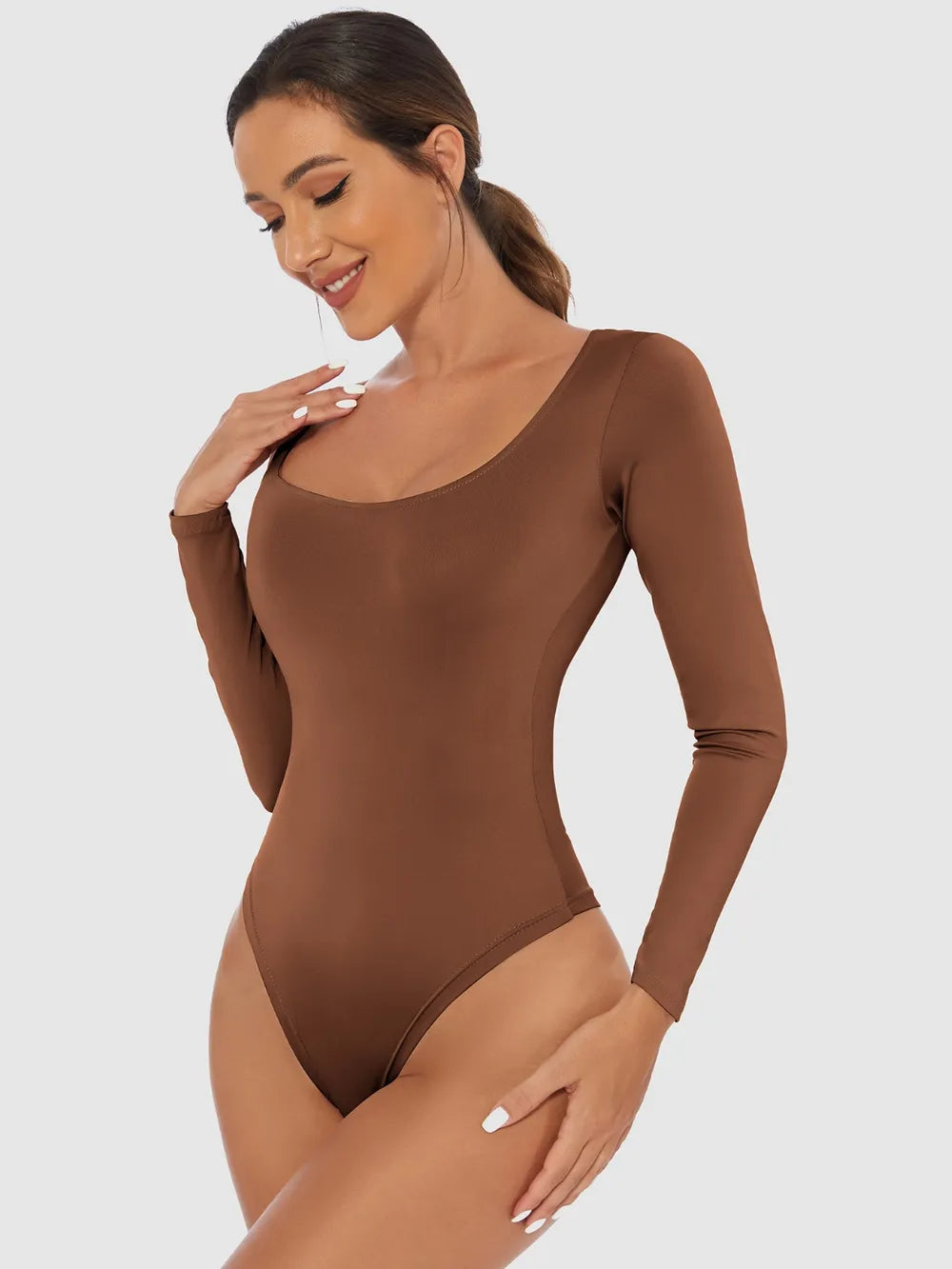 Full Size Scoop Neck Long Sleeve Bodysuit (8)