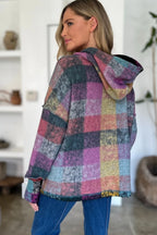 Full Size Plaid Dropped Shoulder Fleece Hoodie Plus (17)