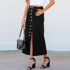 Button Irregular Slit Midi Dress photo 2