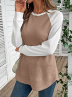 Waffle Knit Raglan Sleeve T-shirt (7)